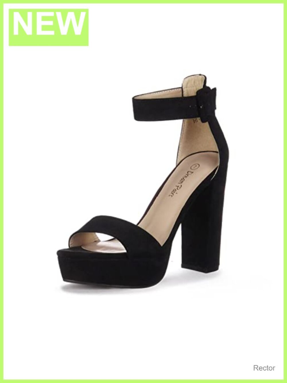 Platform High Heel Sandals with Ankle Strap Faux Suede